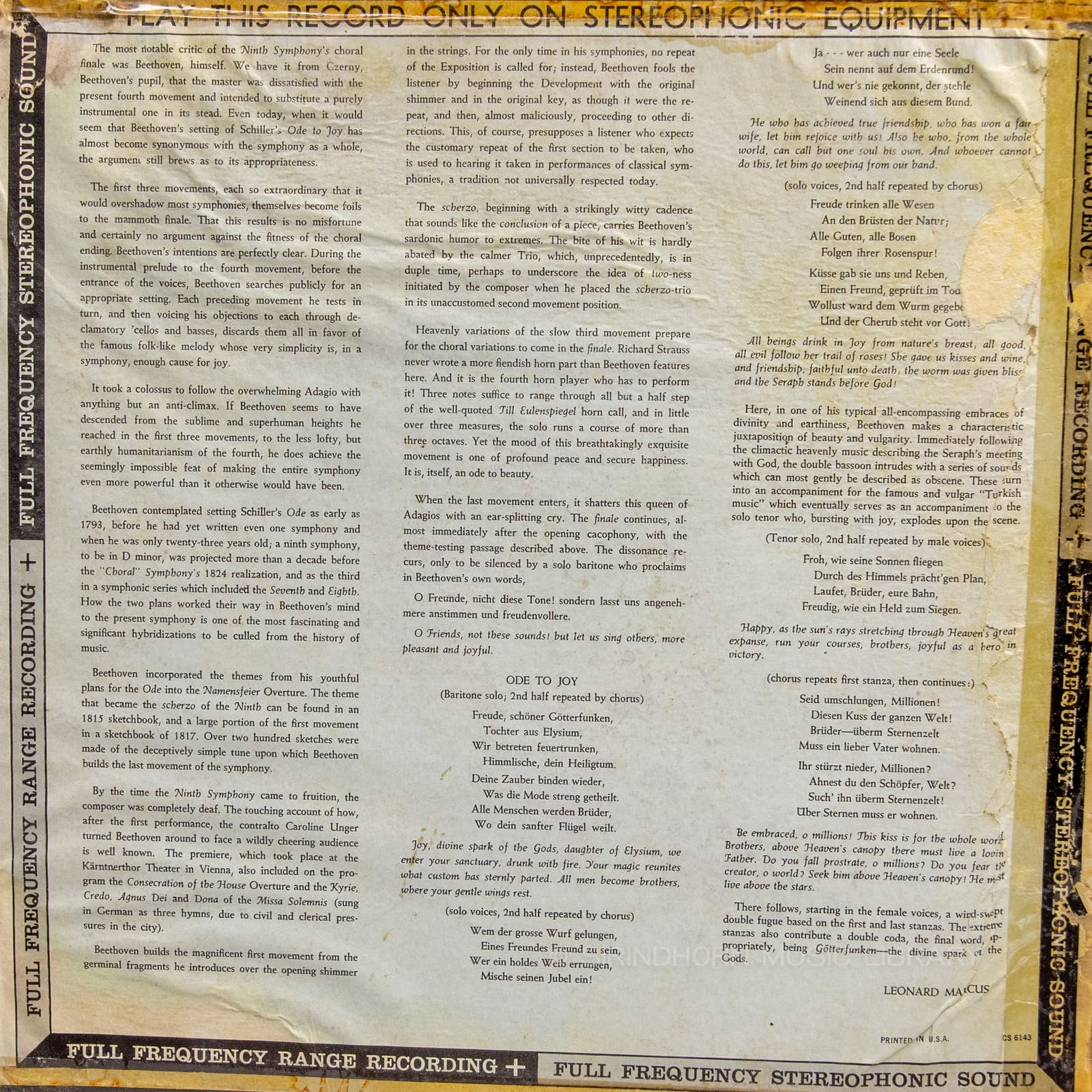 หน้าปกด้านใน 2 — Beethoven ninth