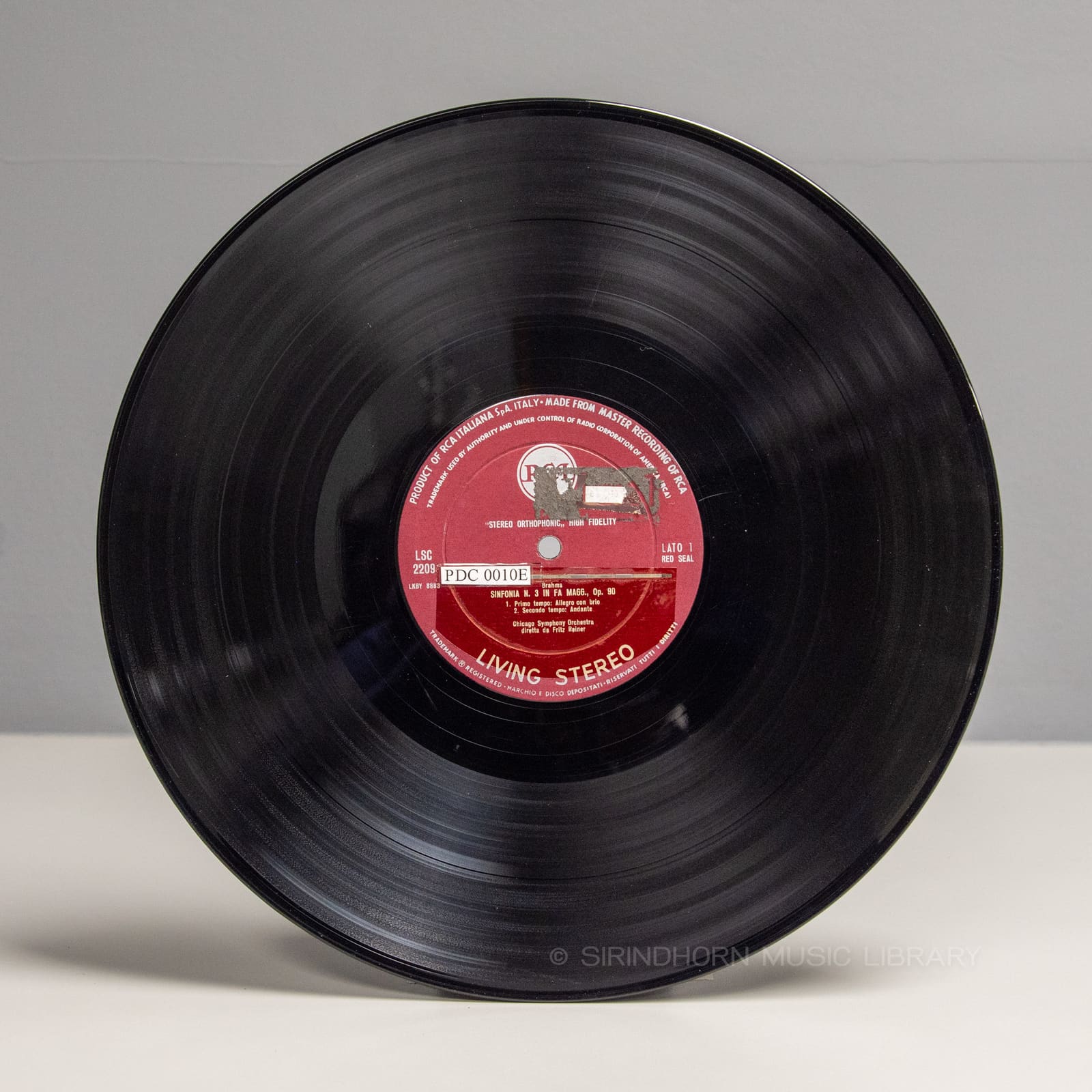 ป้ายแผ่นเสียง A — Brahms symphony. no. 3, Chicago symphony orchestra