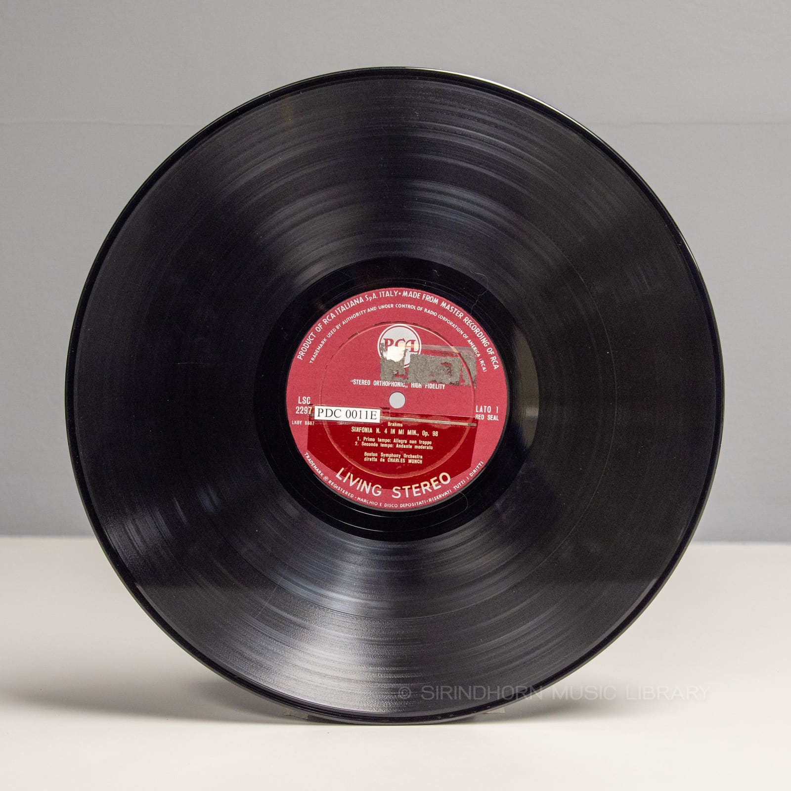 ป้ายแผ่นเสียง A — Brahms symphony. no. 4, Boston symphony orchestra