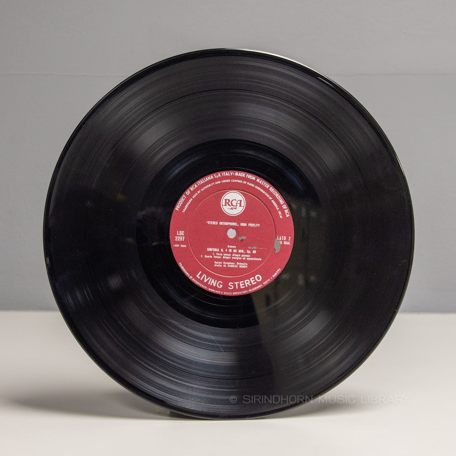 ป้ายแผ่นเสียง B — Brahms symphony. no. 4, Boston symphony orchestra