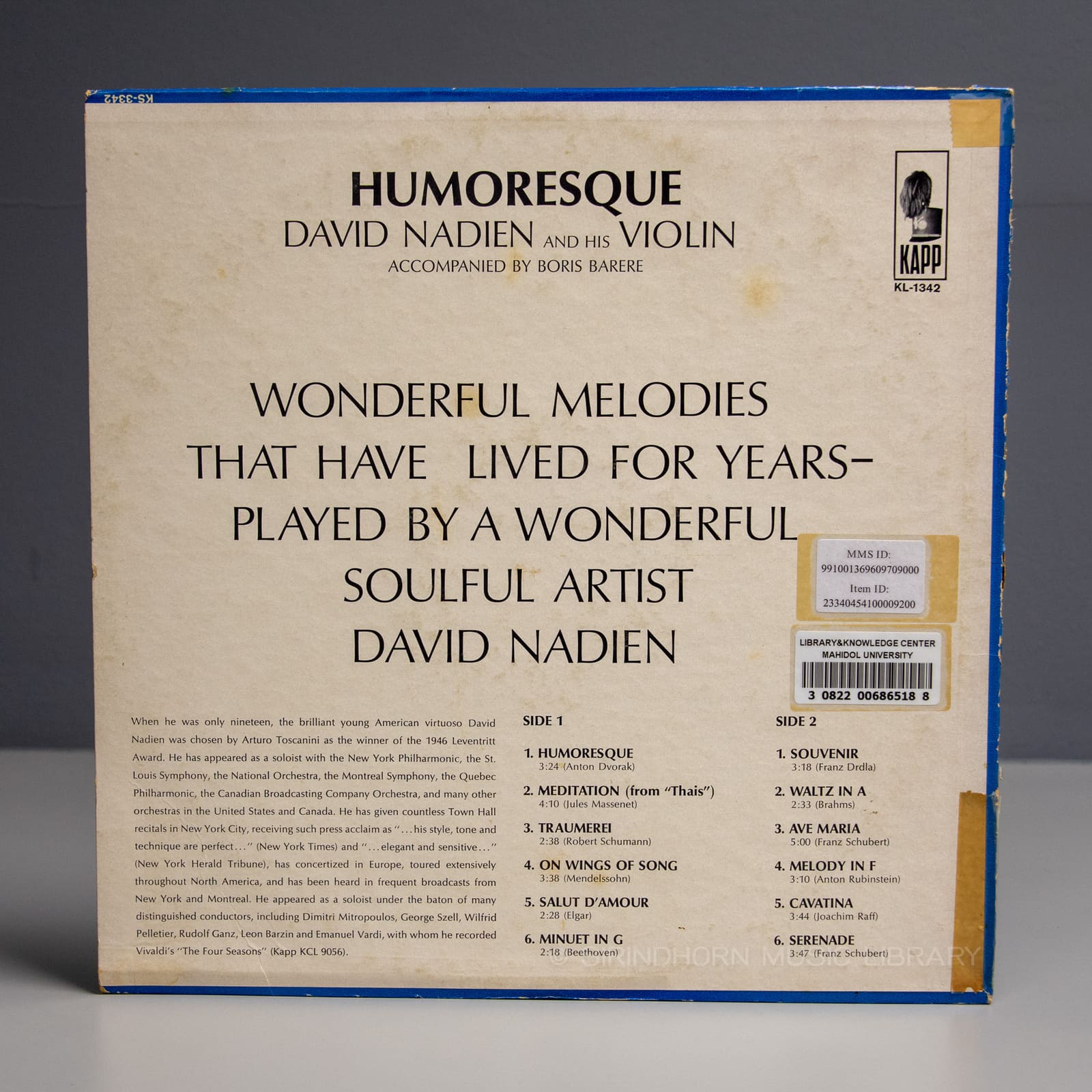 ปกหลัง — Humoresque and the world's most popular violin solos