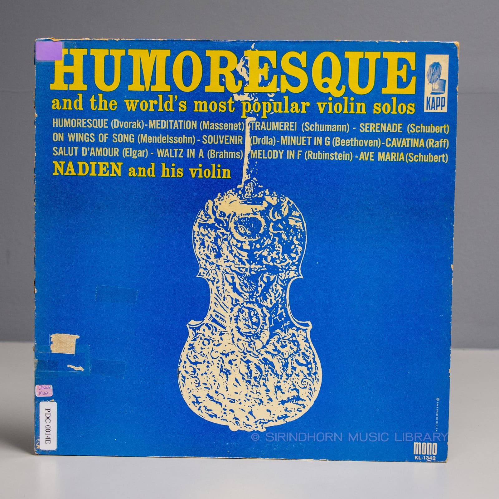 ปกแผ่น Humoresque and the world's most popular violin solos