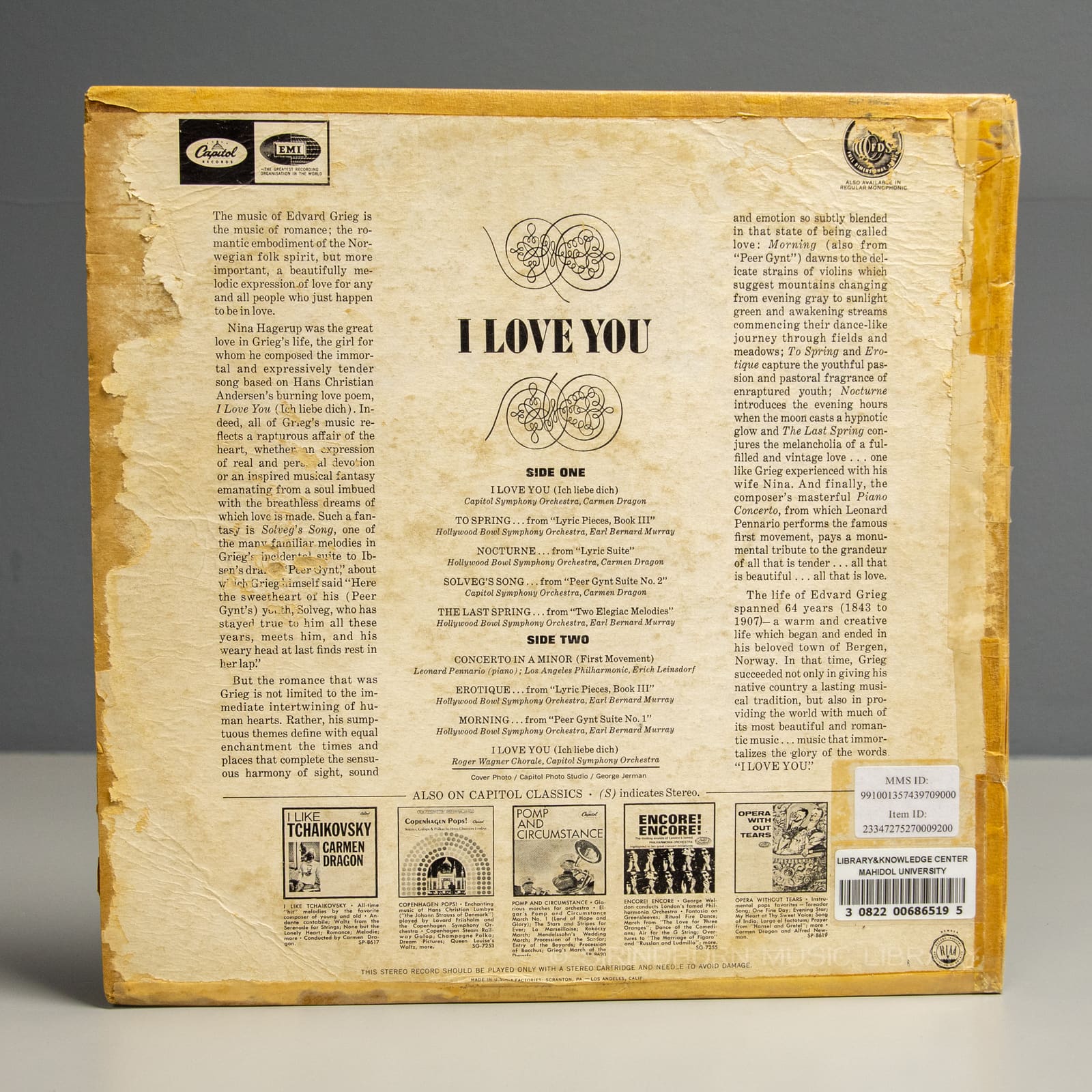 ปกหลัง — I love you romantic melodies of Edvard Grieg
