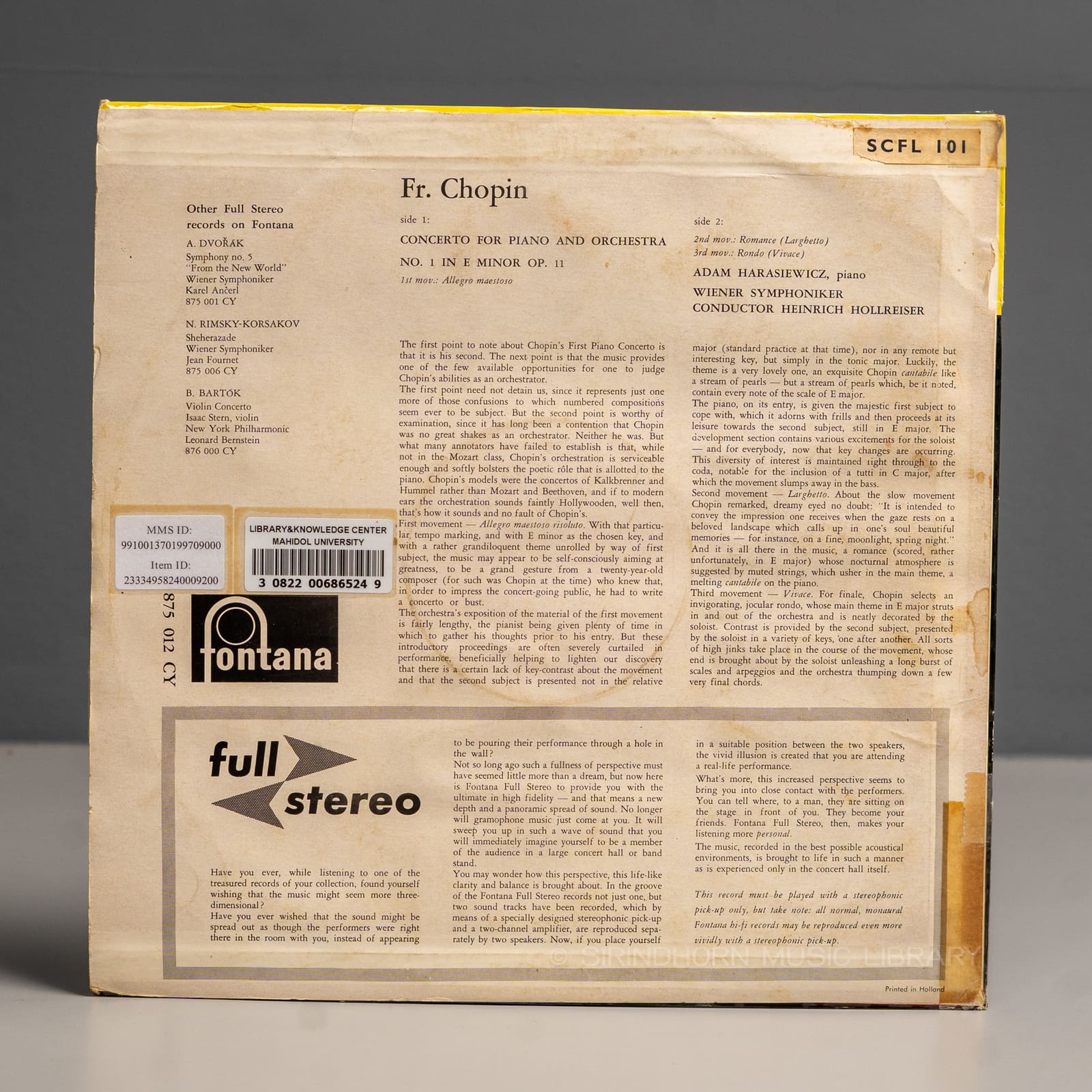 ปกหลัง — Piano concerto no.1 in E minor op.11
