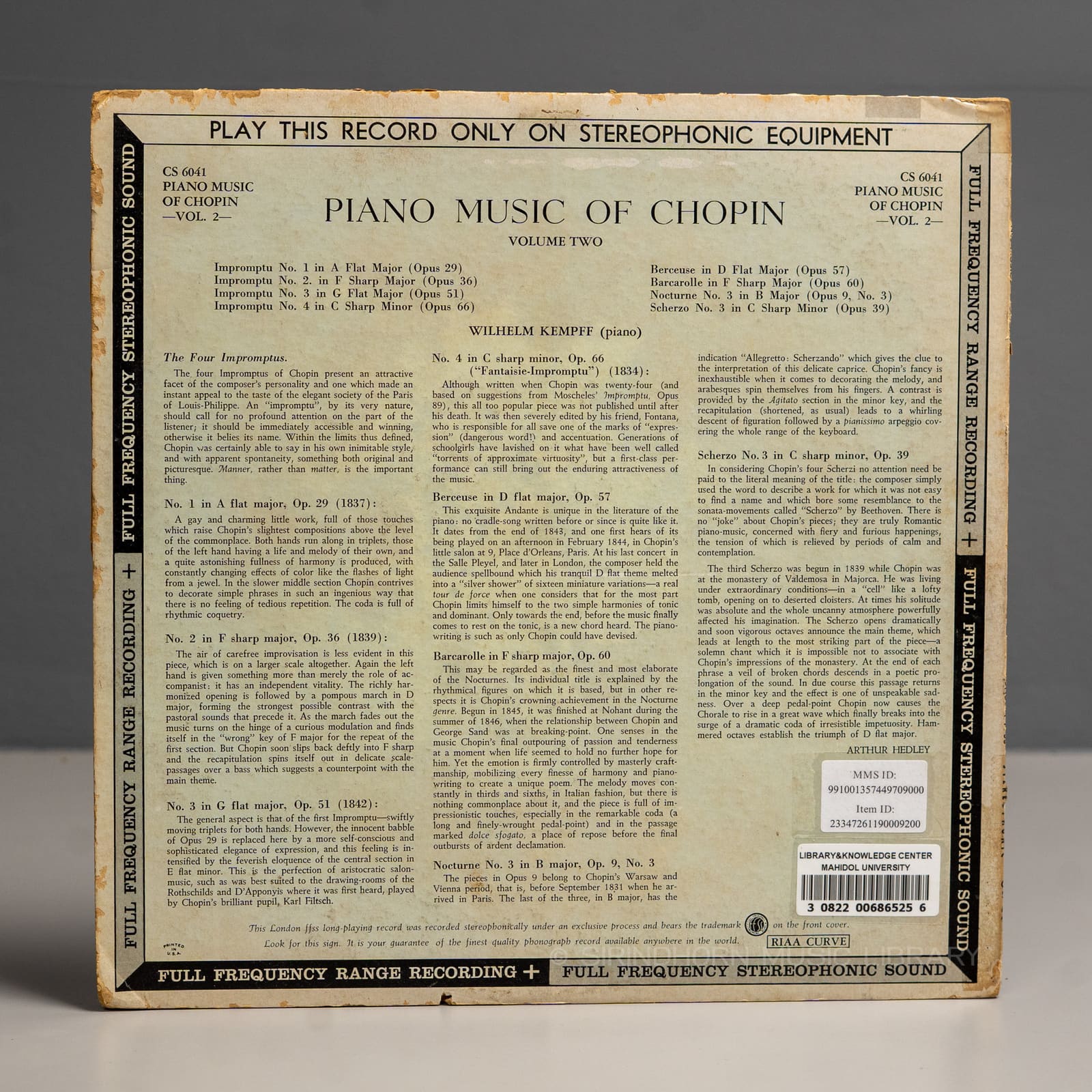 ปกหลัง — Piano music of Chopin vol.2