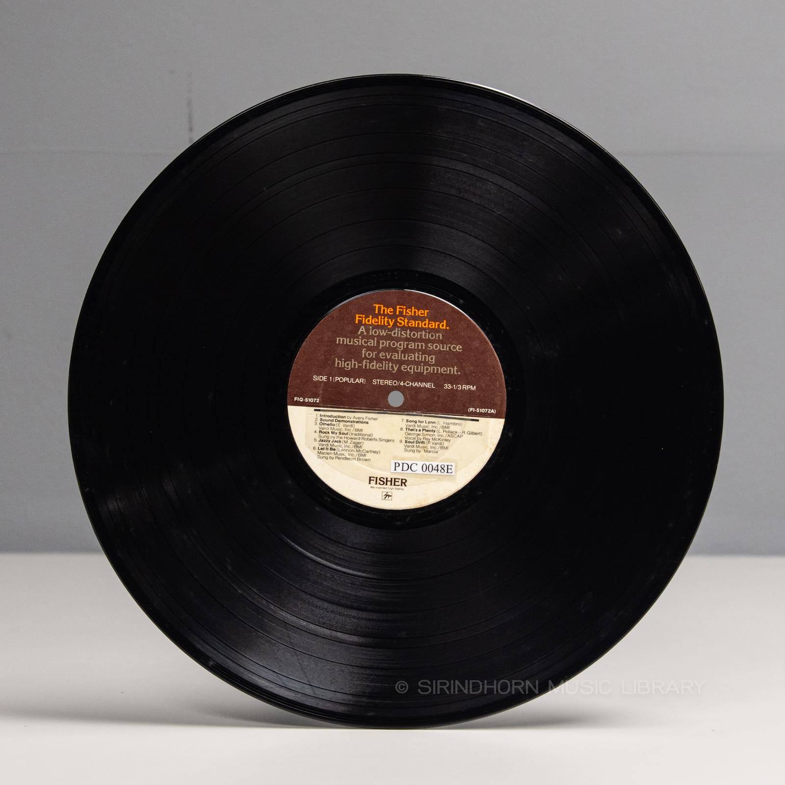 ป้ายแผ่นเสียง A — The Fisher Fidelity Standard A low-distortion musical program source for evaluating high-fidelity equipment