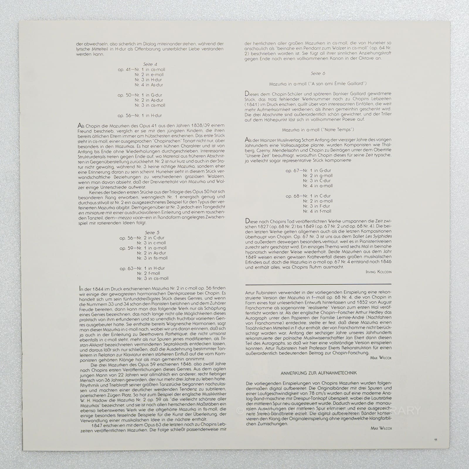 หน้าปกด้านใน 11 — The Chopin collection the Mazurkus