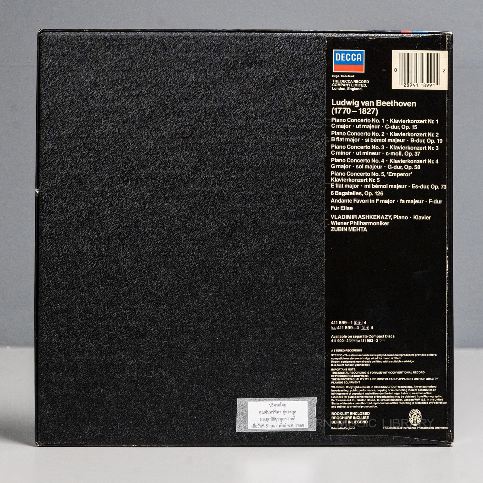 ปกหลัง — Beethoven piano concertos Klavierkonzerte nos.1-5