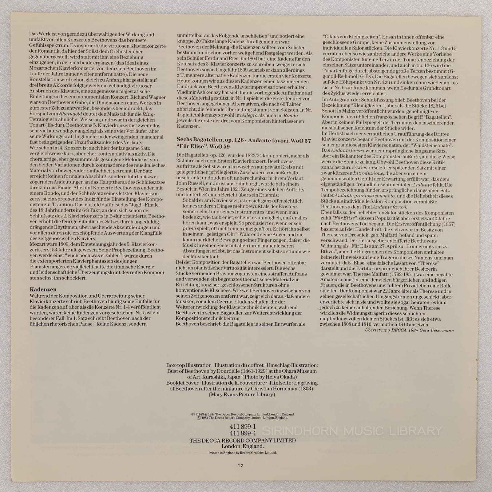 หน้าปกด้านใน 12 — Beethoven piano concertos Klavierkonzerte nos.1-5