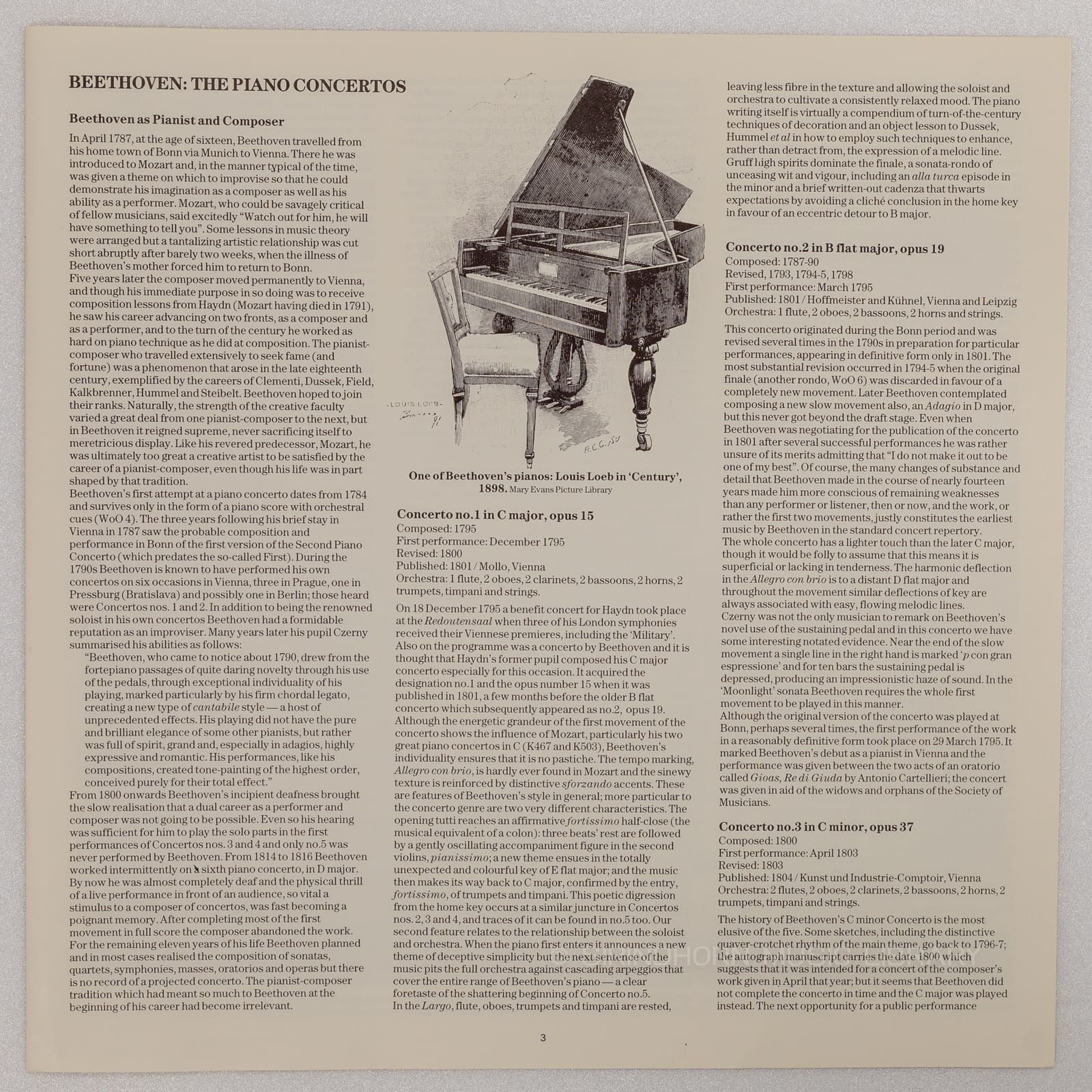 หน้าปกด้านใน 3 — Beethoven piano concertos Klavierkonzerte nos.1-5