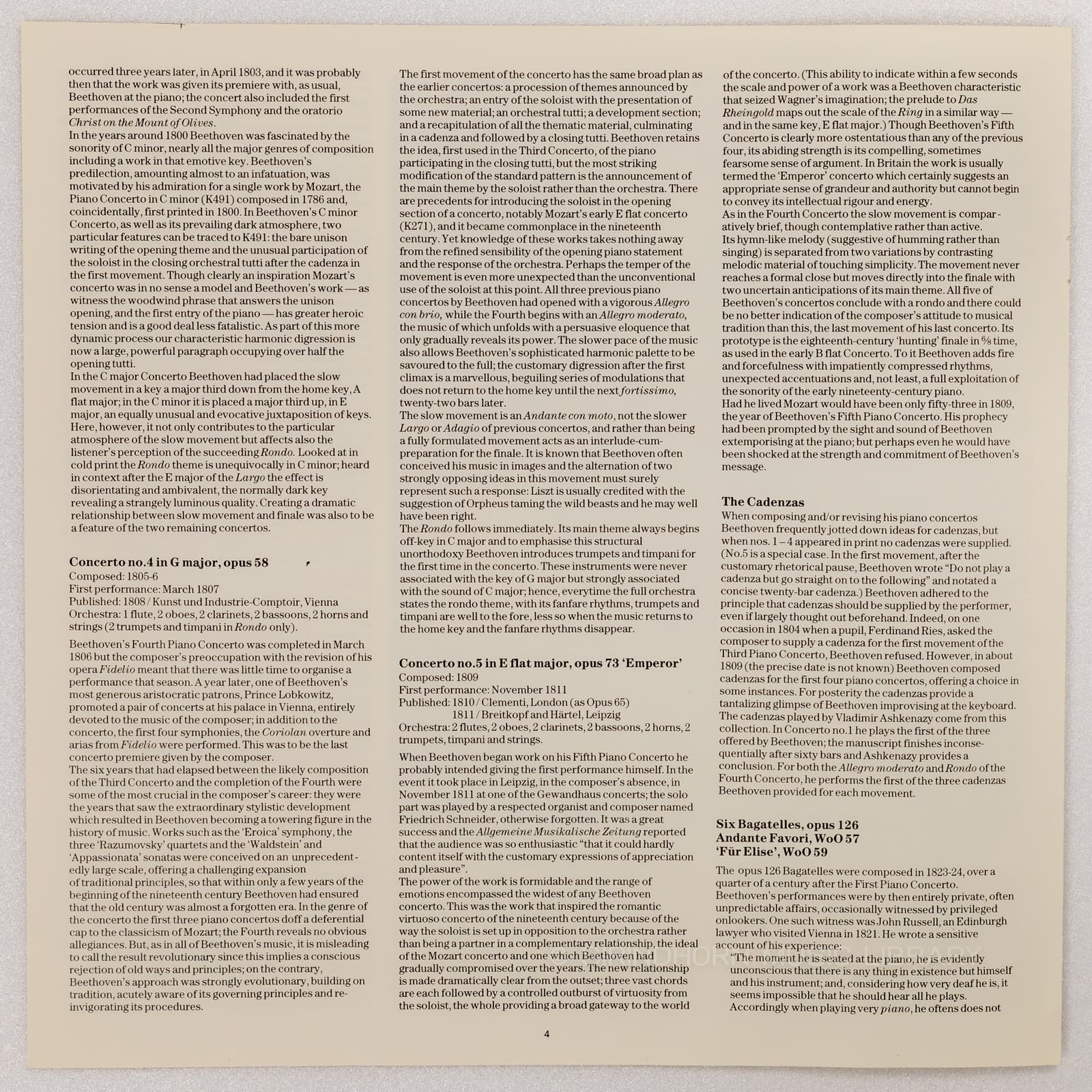 หน้าปกด้านใน 4 — Beethoven piano concertos Klavierkonzerte nos.1-5