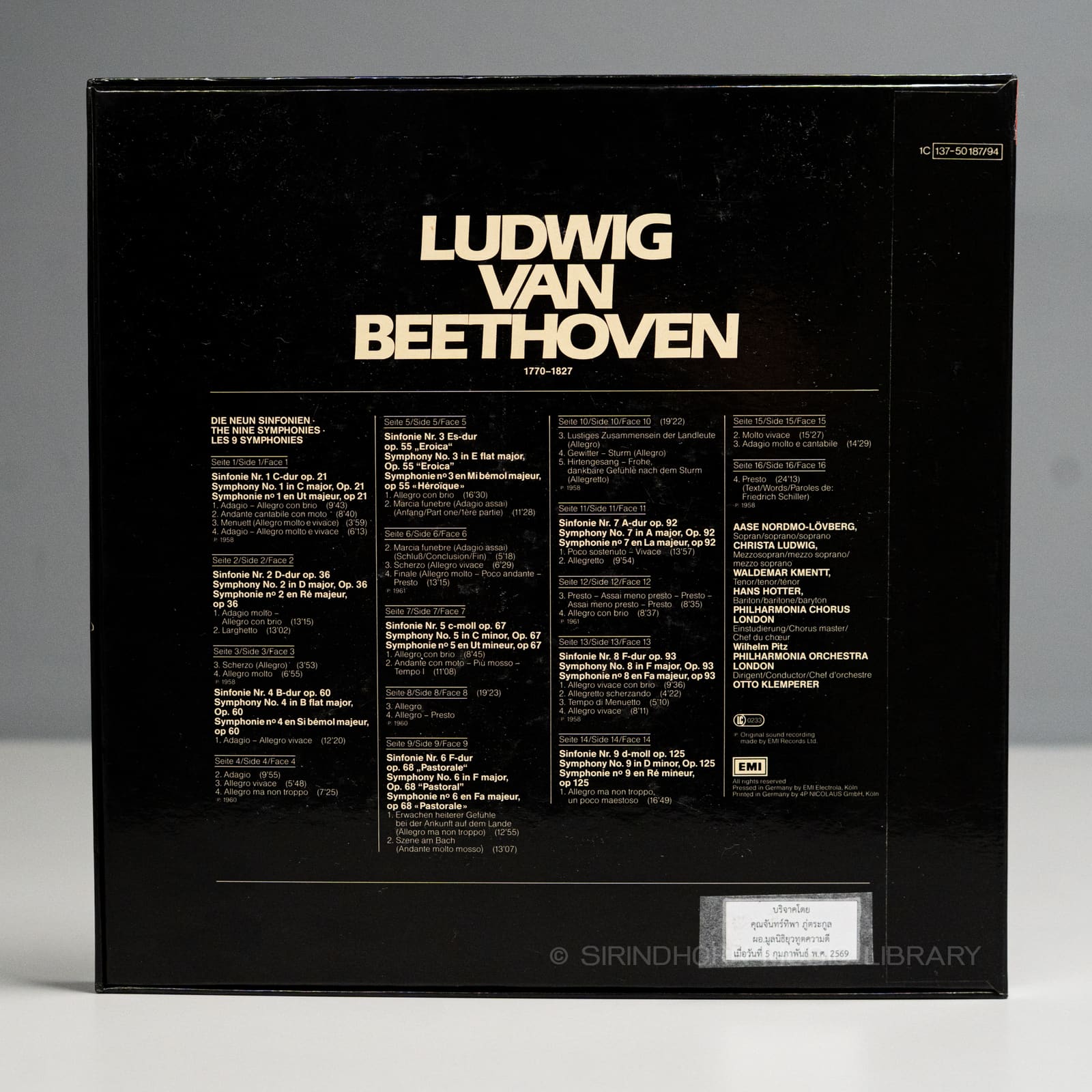 ปกหลัง — Beethoven Die neun sinfonian