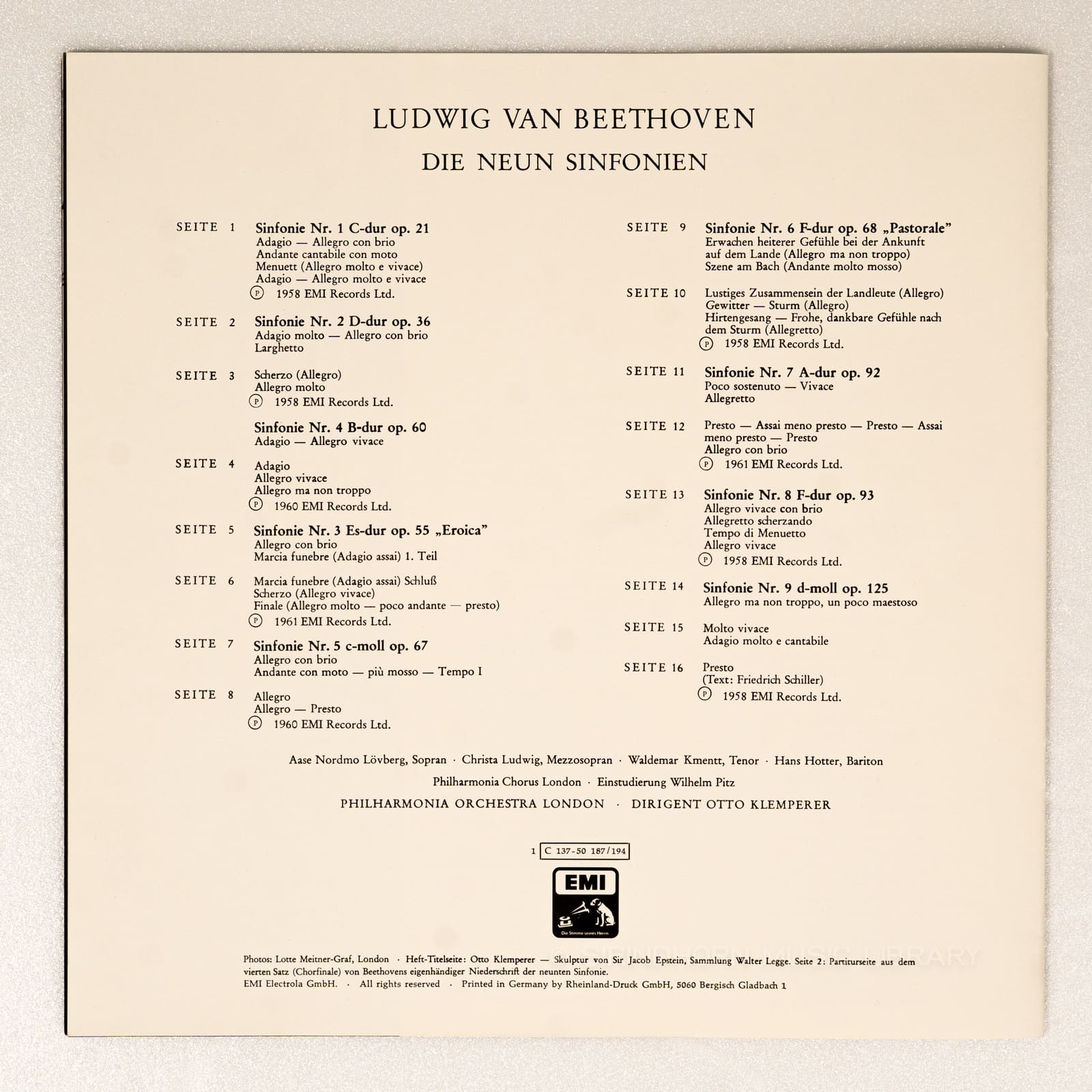 หน้าปกด้านใน 14 — Beethoven Die neun sinfonian