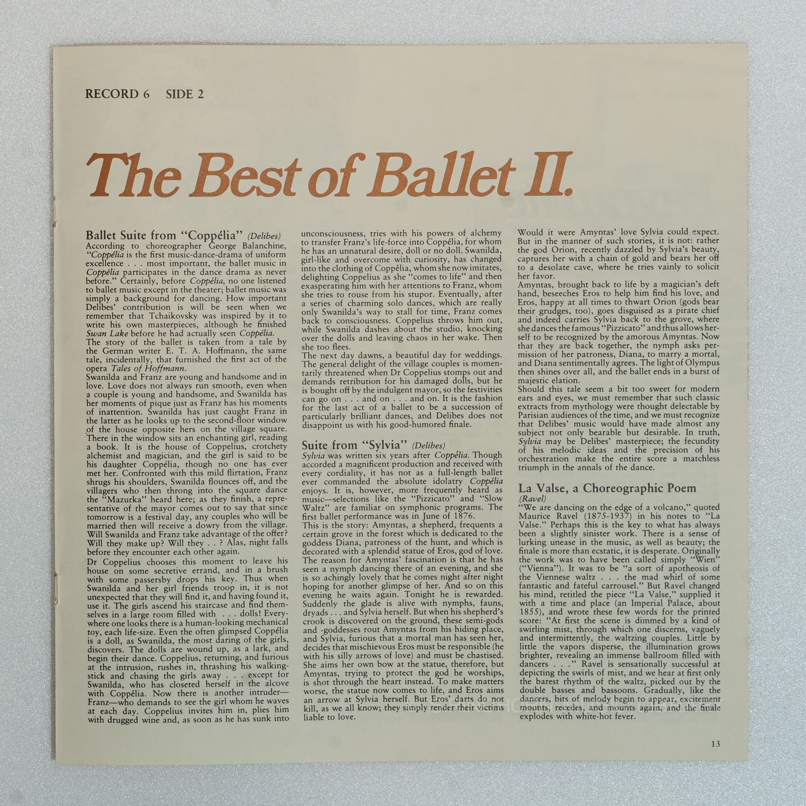 หน้าปกด้านใน 13 — Bolero 79 Rhapsodic light-classical favourites