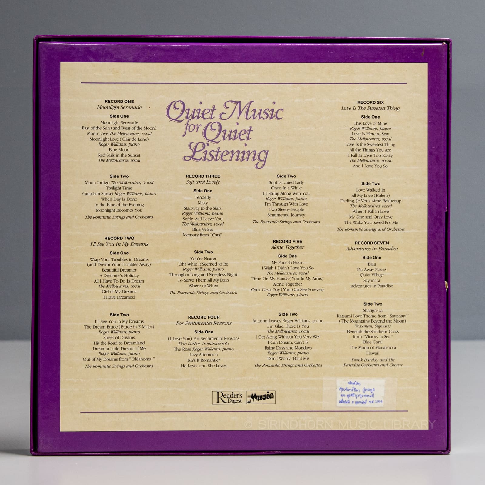 ปกหลัง — Quiet music for quiet listening