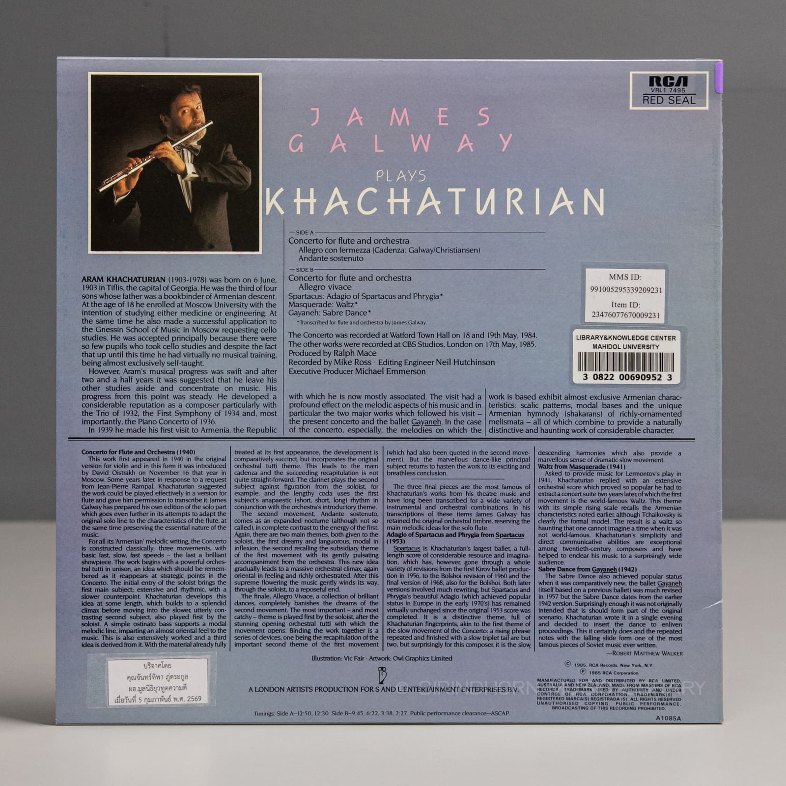 ปกหลัง — James Galway plays Khachaturian