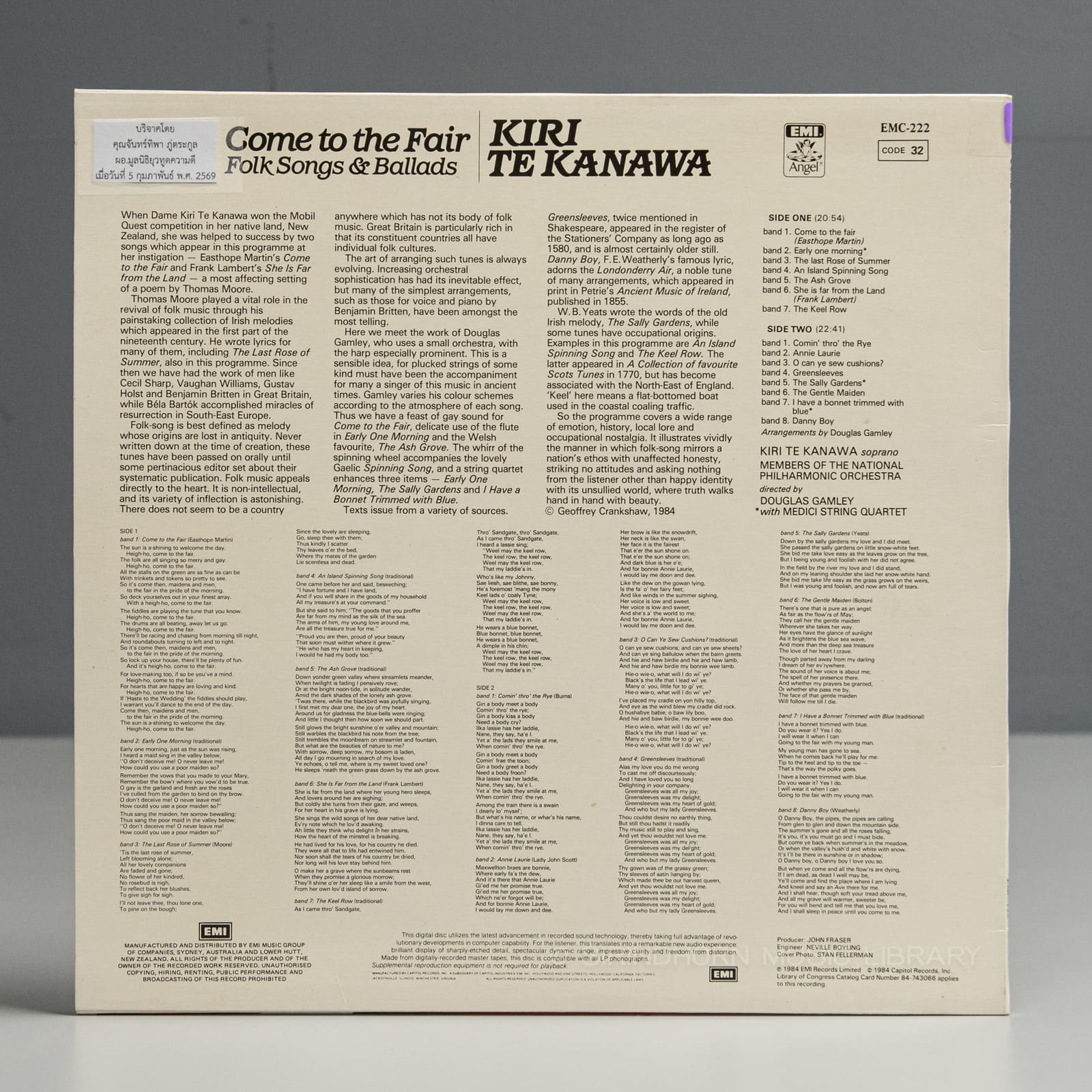 ปกหลัง — Come to the fair folk songs & ballads
