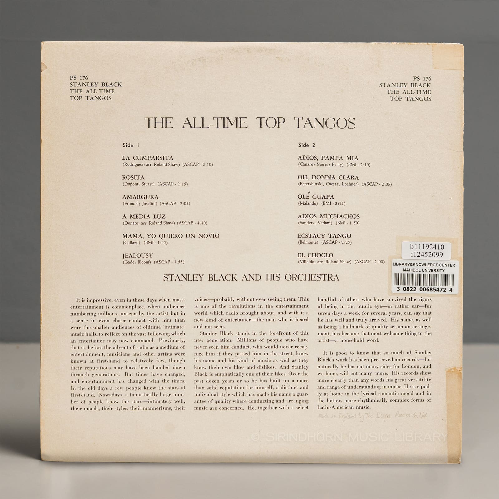 ปกหลัง — The all time top tangos