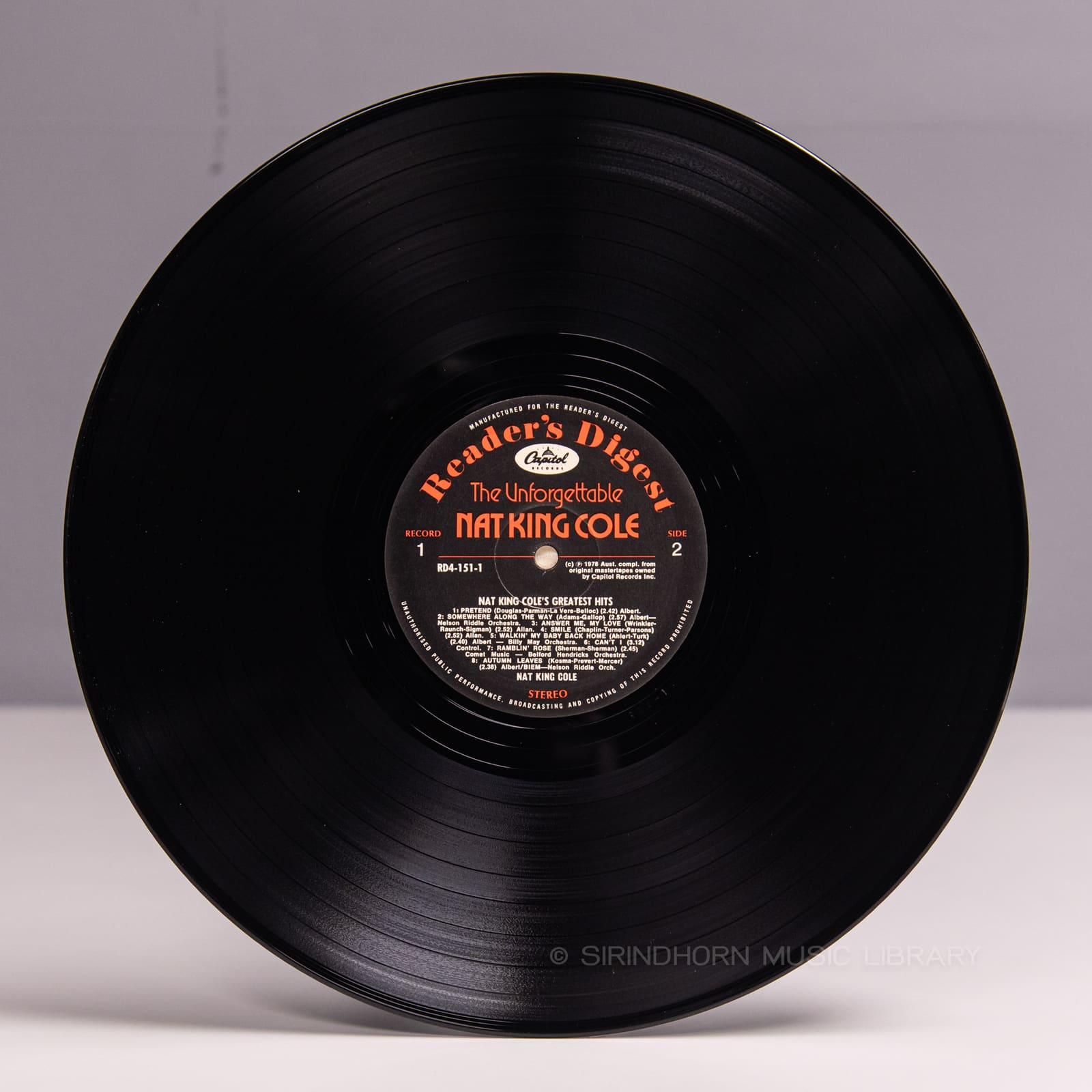 ป้ายแผ่นเสียง B — Nat King Cole the unforgettable