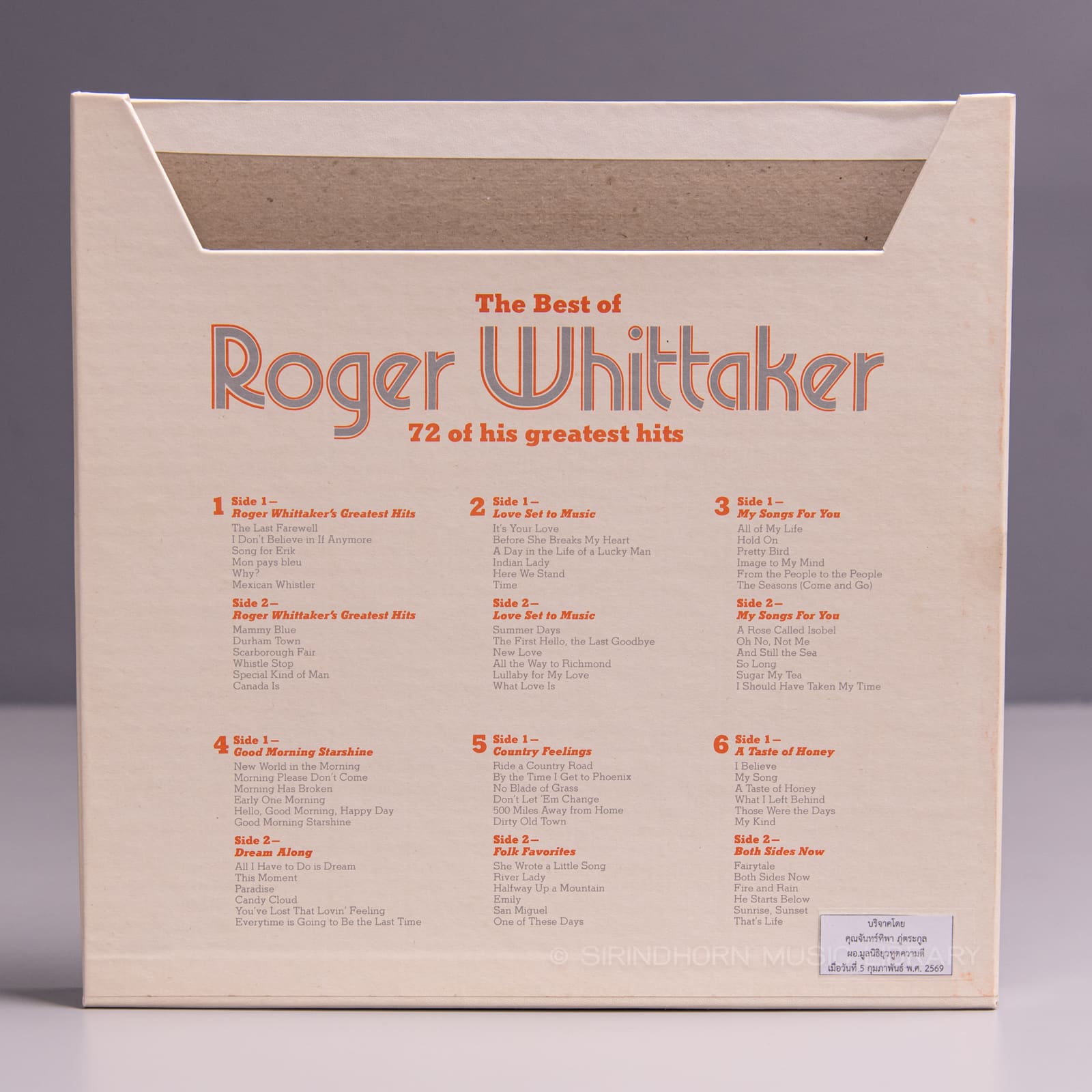 ปกหลัง — The best of Roger Whittaker 72 of his greatest hits