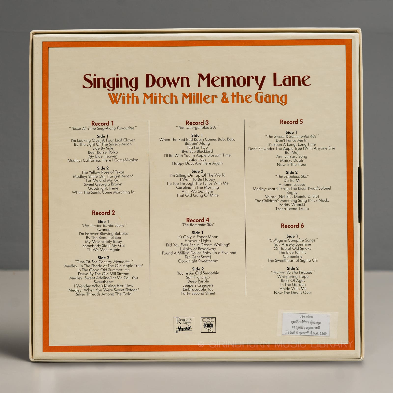 ปกหลัง — Singing down memory lane with Mitch Miller and the gang