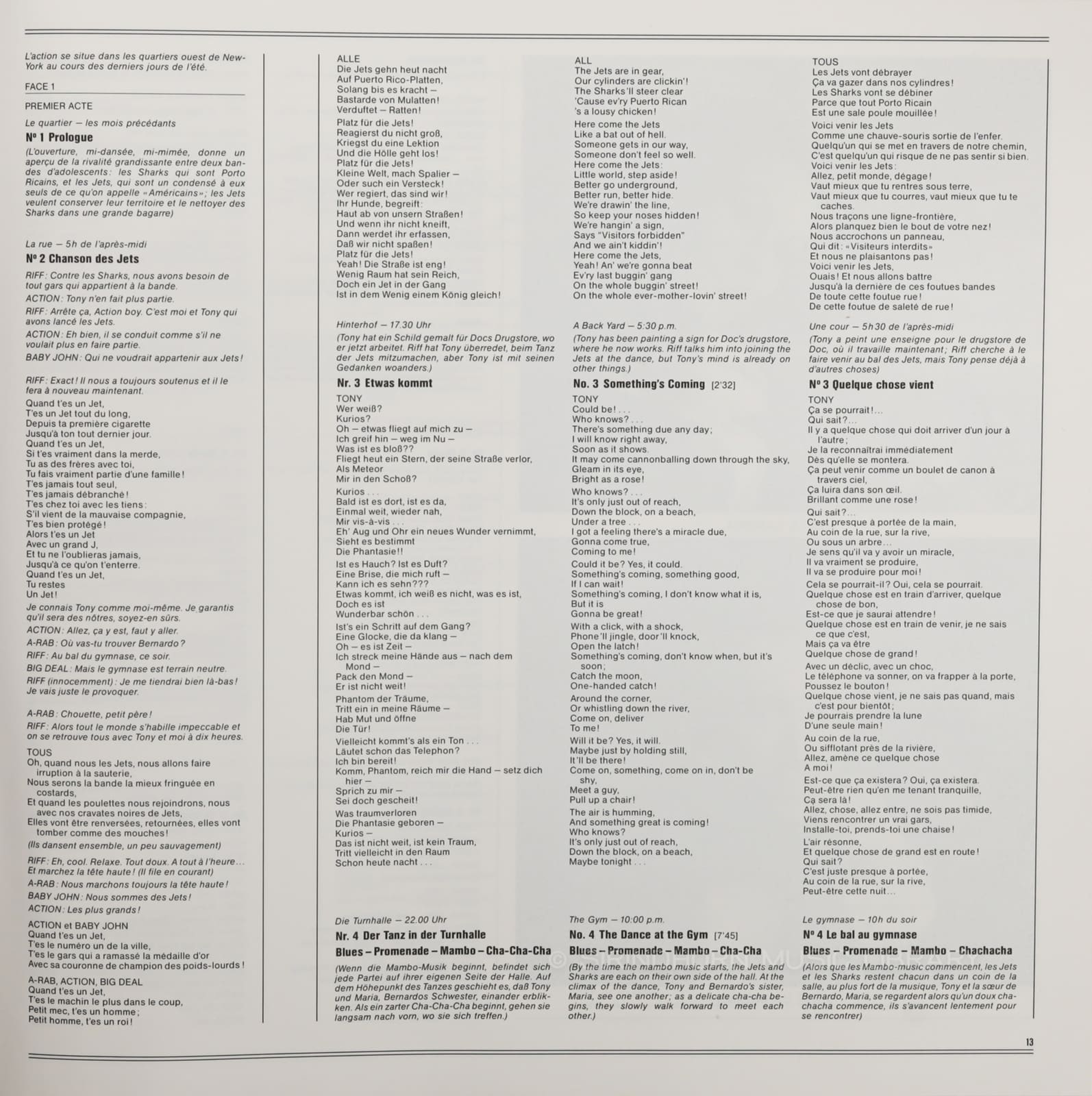 หน้าปกด้านใน 14 — West side story based on a conception of Jerome Robbins