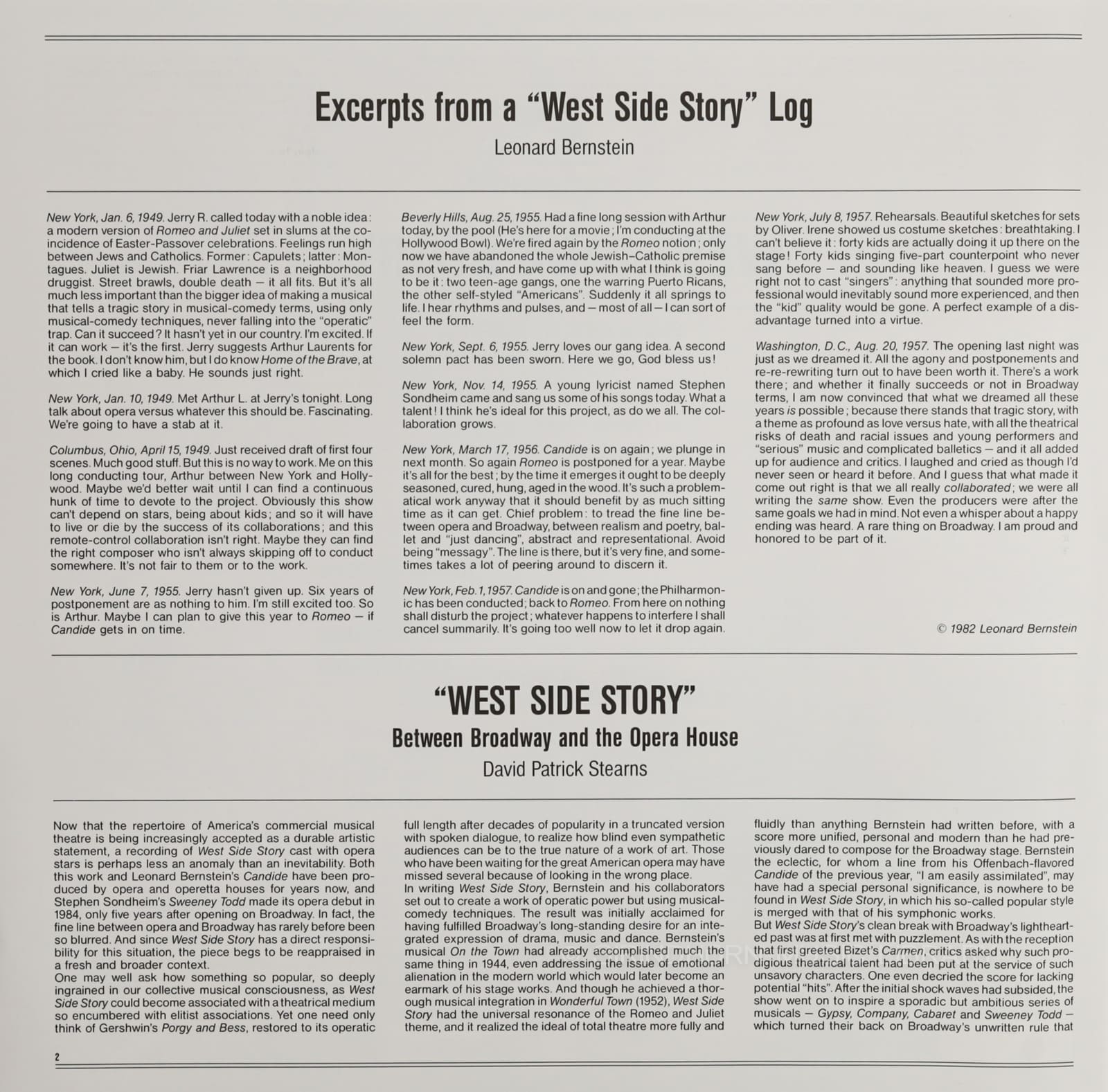 หน้าปกด้านใน 3 — West side story based on a conception of Jerome Robbins