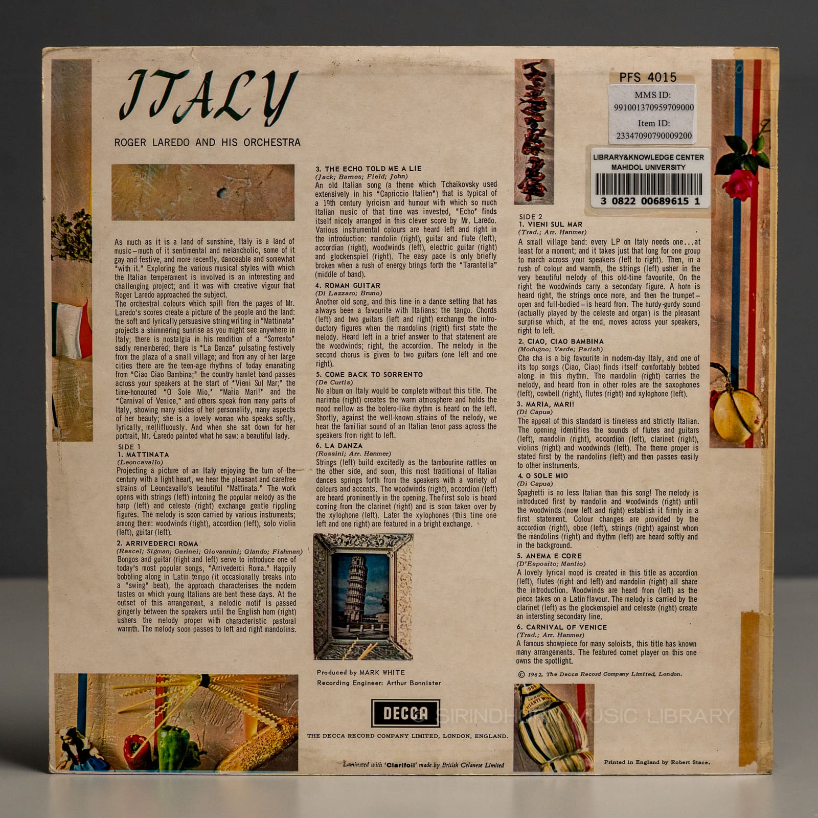ปกหลัง — Italy Roger Laredo and his orchestra