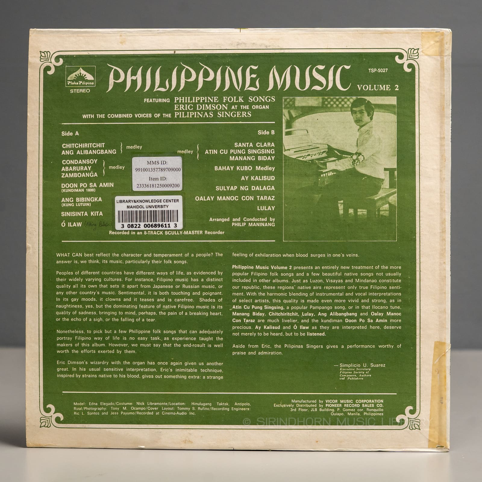ปกหลัง — Philippine music featuring Philippine folk songs